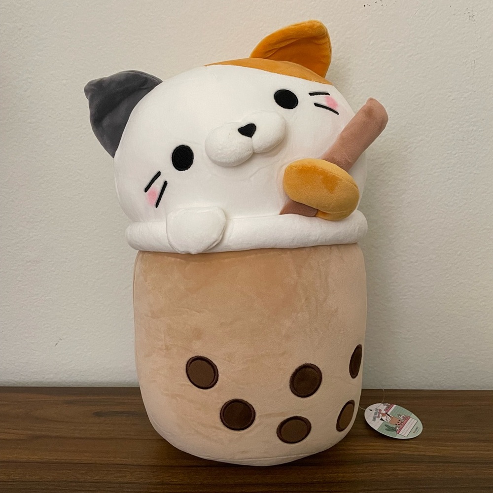 Takashoji Super Cute 14 Inch Boba Cat Plush Plushie Round1 Stuffed Animal